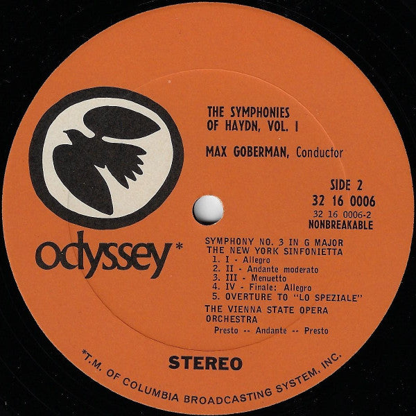 Haydn* / Max Goberman, The Vienna State Opera Orchestra* : The Symphonies Of Haydn Vol. 1 (Symphony No. 1 In D / Symphony No. 2 In C / Symphony No. 3 In G / Overture To "Lo Speziale") (LP, Comp)