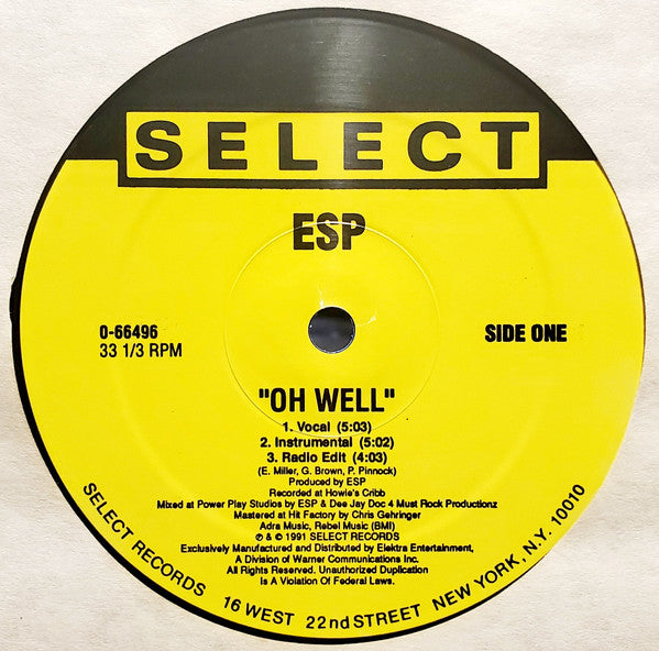 E.S.P. (3) : Oh Well (12", Maxi)
