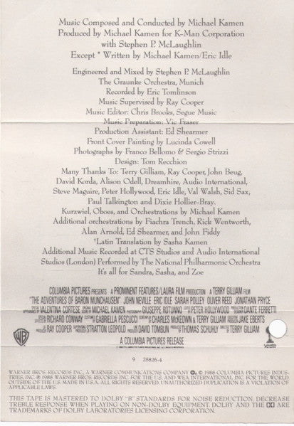 Michael Kamen : The Adventures Of Baron Munchausen (Original Soundtrack) (Cass, Album, All)