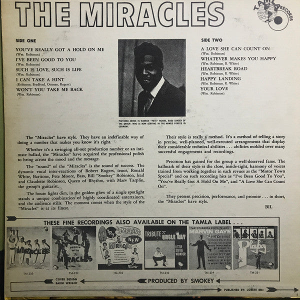 The Miracles : The Fabulous Miracles (LP, Album, Mono)