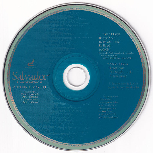 Salvador (5) : Lord I Come Before You (CD, Maxi, Promo)