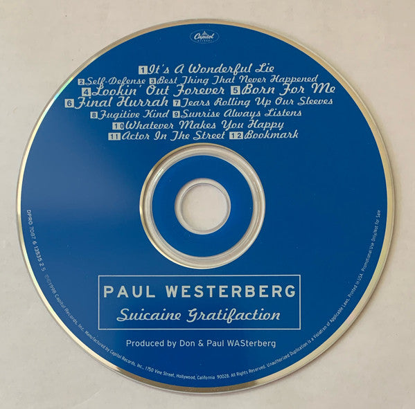 Paul Westerberg : Suicaine Gratifaction (CD, Advance, Album, Promo, Dig)