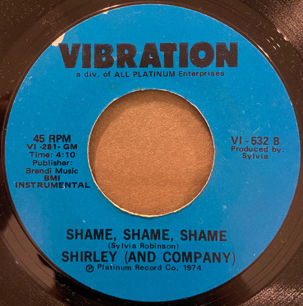Shirley & Company : Shame, Shame, Shame (7", Single, Styrene, She)