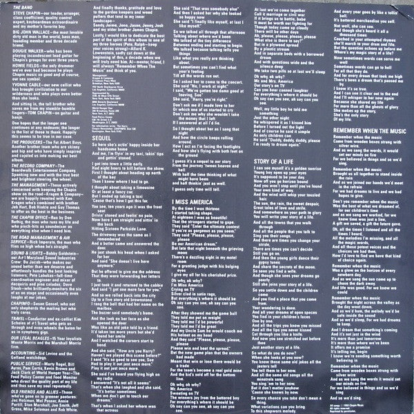 Harry Chapin : Sequel (LP, Album, Pit)