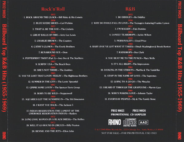 Various : Billboard Top Rock'n'Roll Hits 1955-1974 / Top R&B Hits 1955-1969 (2xCD, Comp, Promo)