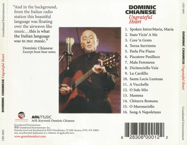 Dominic Chianese : Ungrateful Heart (The Ultimate Italian Collection) (CD, Album)