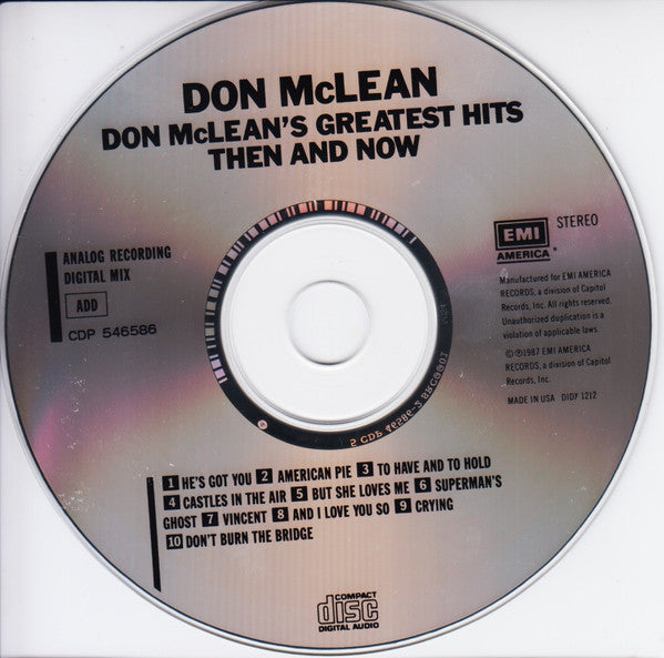 Don McLean : Greatest Hits - Then & Now (CD, Comp, Club, RE, SRC)