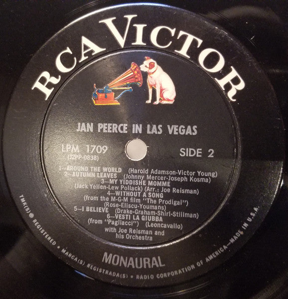 Jan Peerce With Joe Reisman And His Orchestra : Jan Peerce In Las Vegas (LP, Album, Mono, RE)