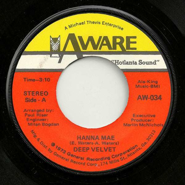 Deep Velvet (2) : Hanna Mae (7", Single, Los)