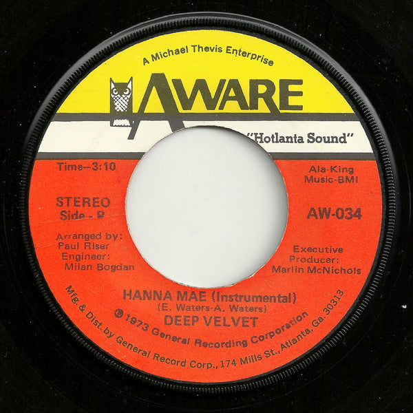 Deep Velvet (2) : Hanna Mae (7", Single, Los)