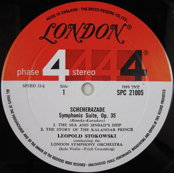 Nikolai Rimsky-Korsakov - Leopold Stokowski, London Symphony Orchestra : Scheherazade (LP, Album, Gat)