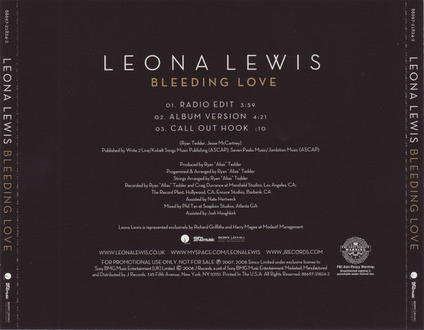 Leona Lewis : Bleeding Love (CD, Single, Promo)