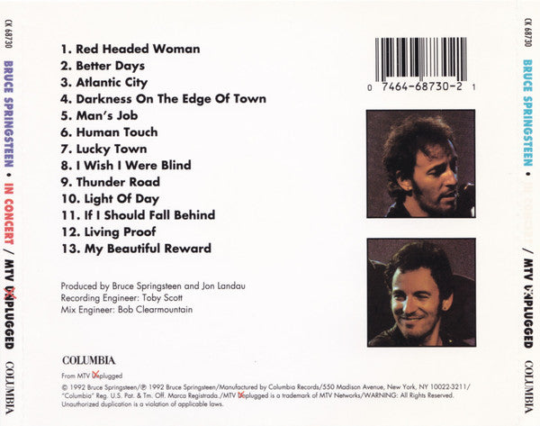 Bruce Springsteen : In Concert / MTV Plugged (CD, Album, RE)