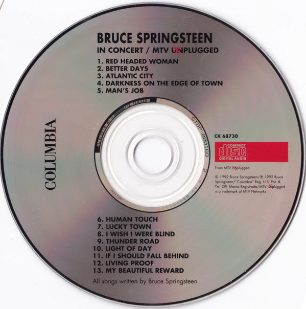 Bruce Springsteen : In Concert / MTV Plugged (CD, Album, RE)