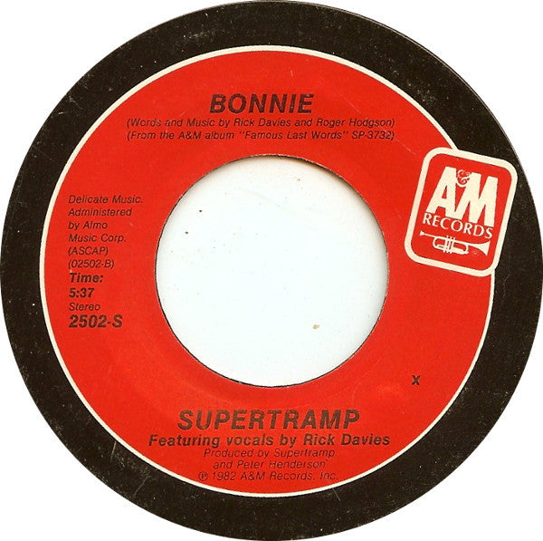 Supertramp : It's Raining Again (7", Single, Styrene, X P)