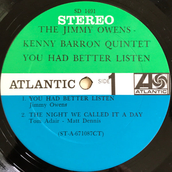 The Jimmy Owens - Kenny Barron Quintet : You Had Better Listen (LP, Album, Ter)