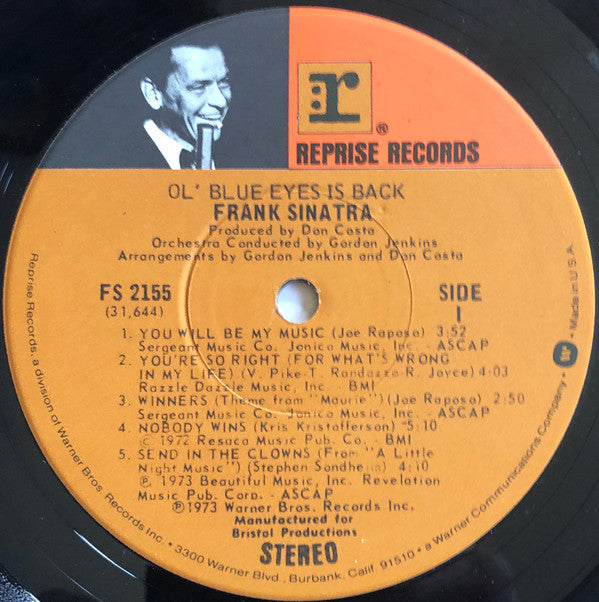 Frank Sinatra : Ol' Blue Eyes Is Back (LP, Album, RE, Jac)