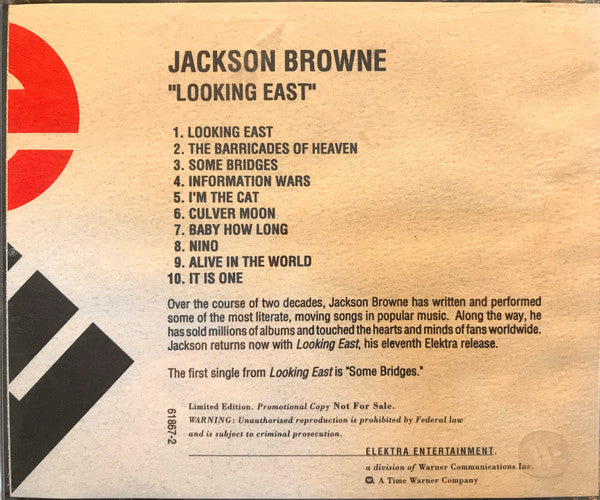 Jackson Browne : Looking East (CD, Album, Ltd, Promo)
