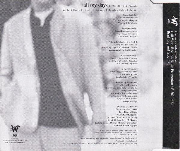 Scott Krippayne : All My Days (CD, Single, Promo)