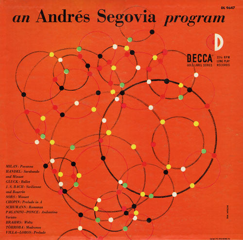 Andrés Segovia : An Andrés Segovia Program (LP, Album, Mono, RP)