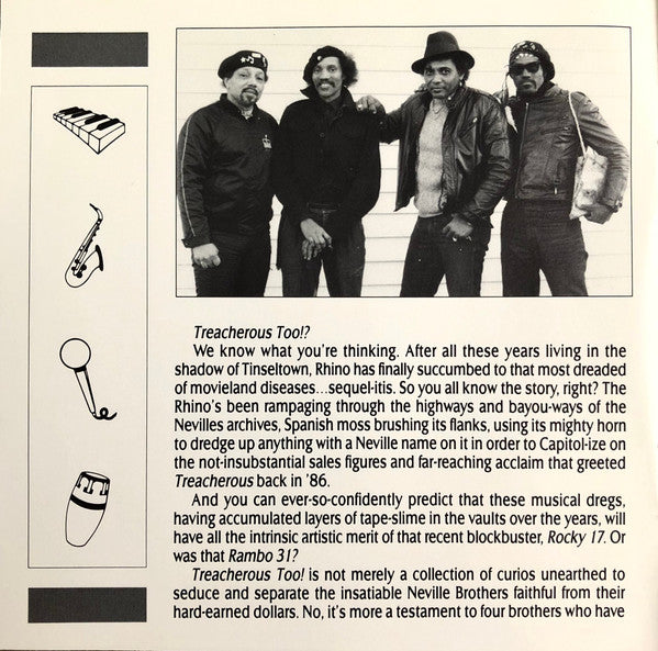 The Neville Brothers : Treacherous Too! A History Of The Neville Brothers, Volume Two (1955-1987) (CD, Comp, RM, Tap)