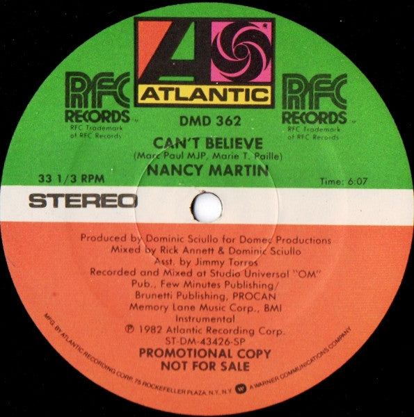 Nancy Martinez : Can't Believe (12", Promo)