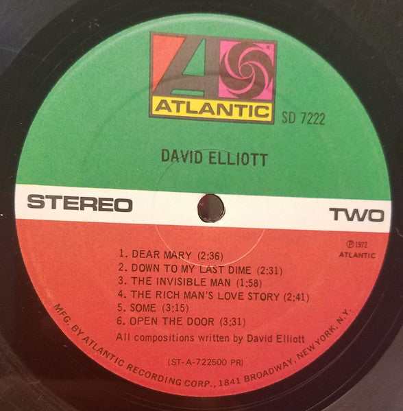 David Elliott (6) : David Elliott (LP, Album, Pre)