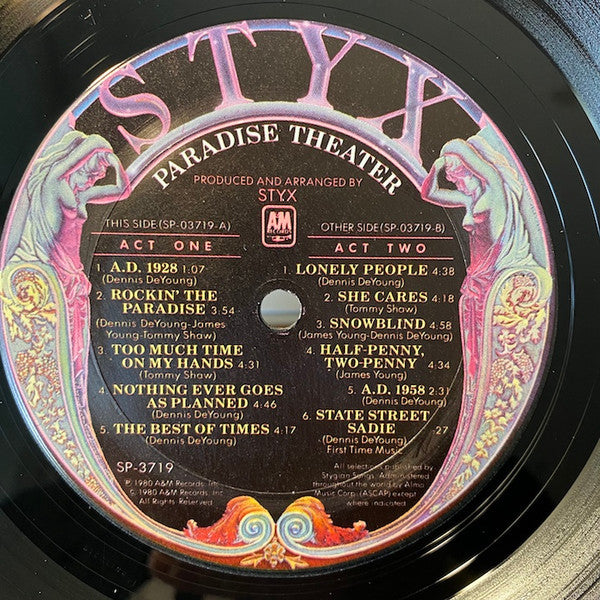 Styx : Paradise Theatre (LP, Album, Etch, Uni)