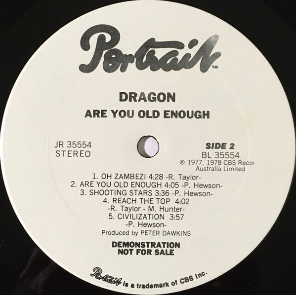 Dragon (5) : Are You Old Enough (LP, Album, Promo, Ter)