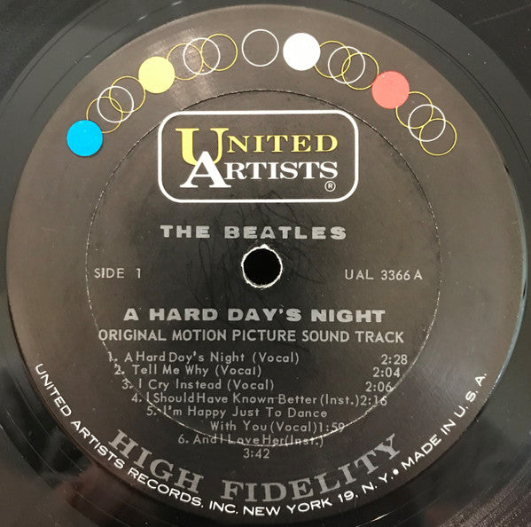 The Beatles : A Hard Day's Night (Original Motion Picture Sound Track) (LP, Album, Mono)