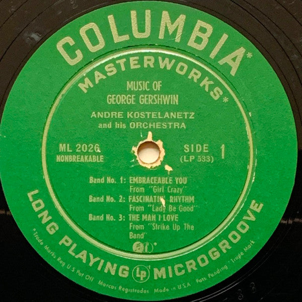 André Kostelanetz And His Orchestra : Music Of George Gershwin (10", Album, Mono)