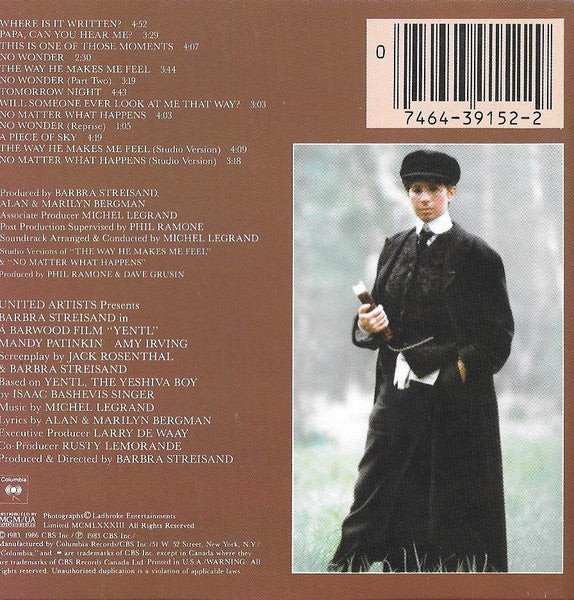 Barbra Streisand : Yentl - Original Motion Picture Soundtrack (CD, Album, RE)