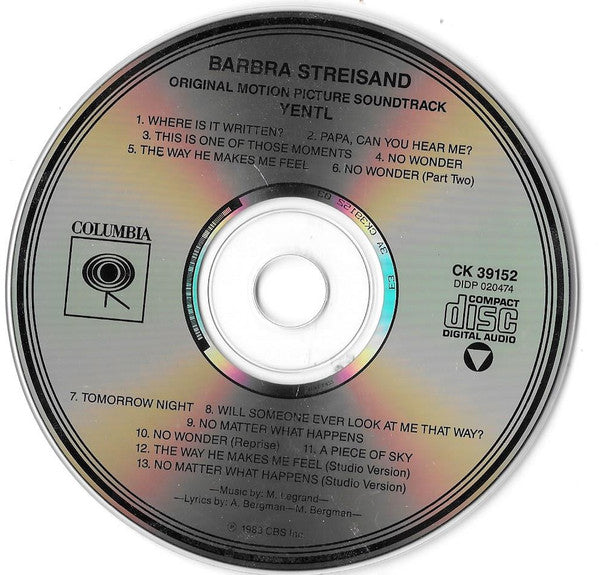 Barbra Streisand : Yentl - Original Motion Picture Soundtrack (CD, Album, RE)