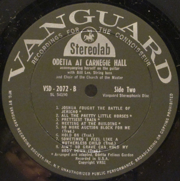 Odetta : At Carnegie Hall (LP, Album, Ter)