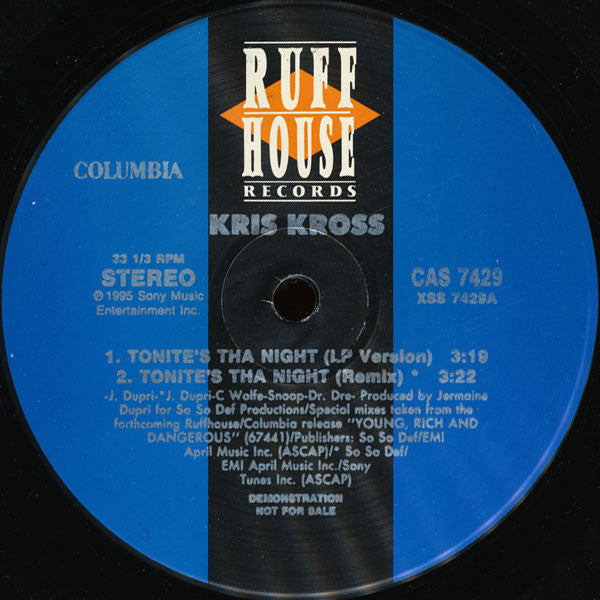 Kris Kross : Tonite's Tha Night (12", Promo)