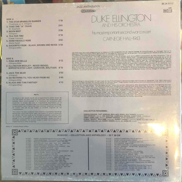 Duke Ellington And His Orchestra : His Most Important Second War Concert: Carnegie Hall 1943 (LP, Album)