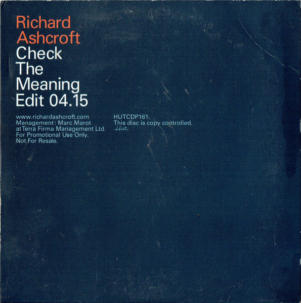 Richard Ashcroft : Check The Meaning (CD, Single, Copy Prot., Promo, Car)