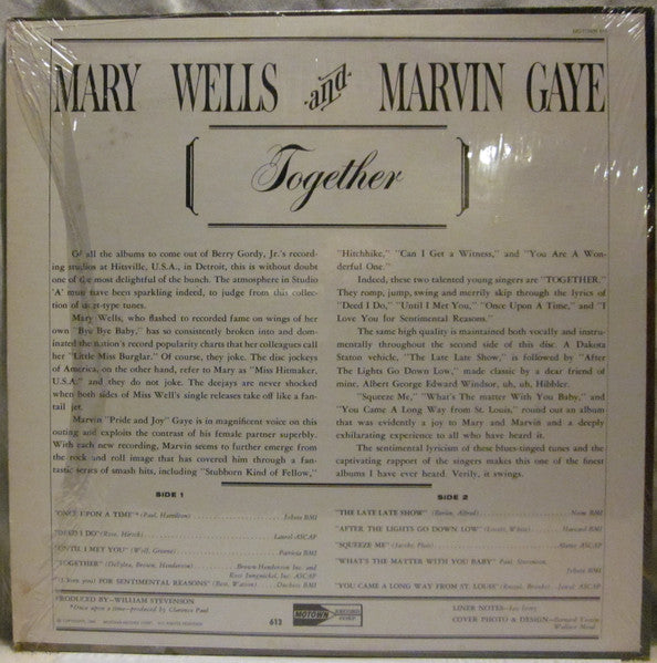 Marvin Gaye And Mary Wells : Together  (LP, Album, Mono, Hol)