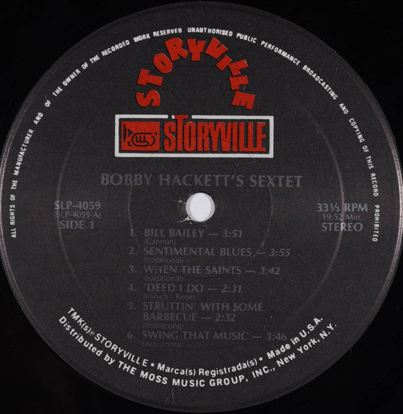 The Bobby Hackett Sextet : Bobby Hackett's Sextet (LP, Album, RE)