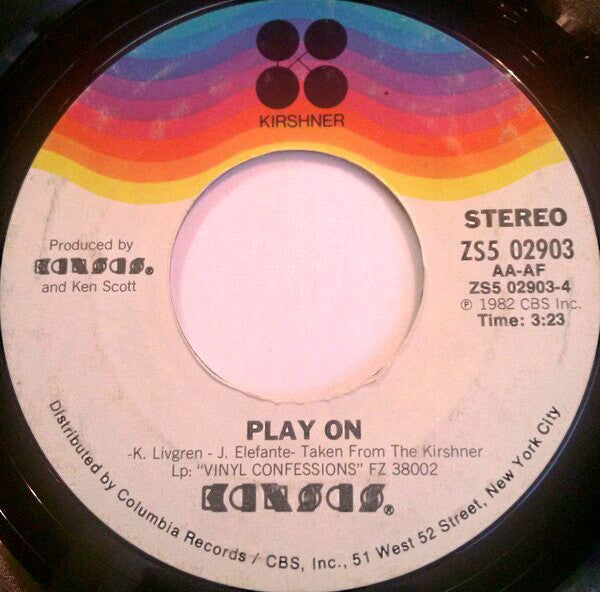 Kansas (2) : Play The Game Tonight / Play On (7", Single, Styrene, Pit)