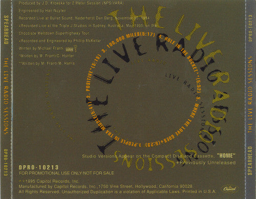 Spearhead : The Live Radio Sessions (CD, EP, Promo)