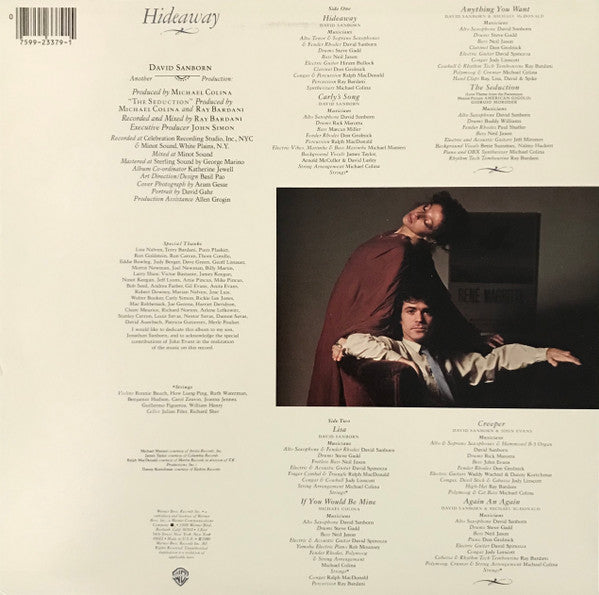 David Sanborn : Hideaway (LP, Album, Los)