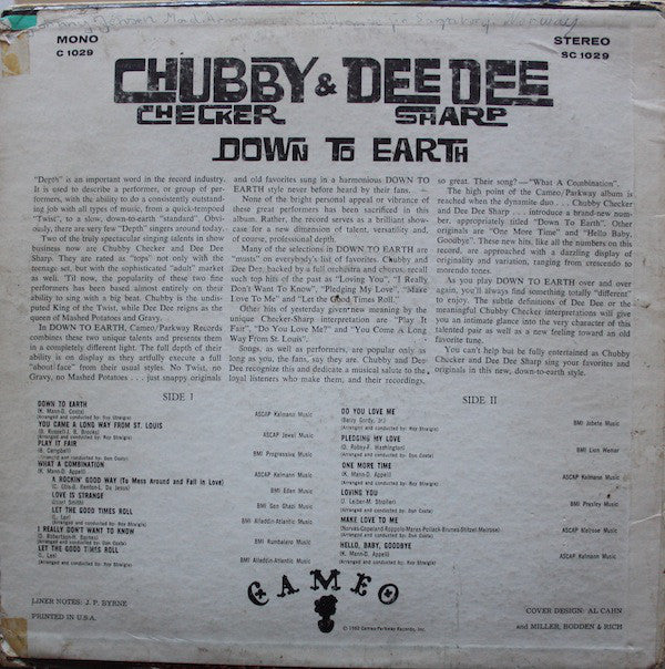 Chubby Checker & Dee Dee Sharp : Down To Earth (LP, Album, Mono)