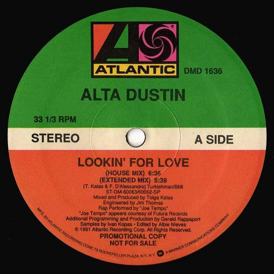 Alta Dustin : Lookin' For Love (12", Maxi, Promo)
