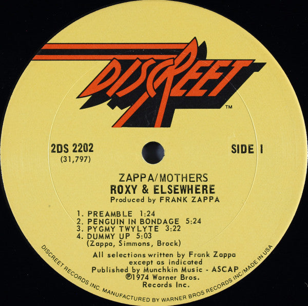 Frank Zappa / The Mothers : Roxy & Elsewhere (2xLP, Album, Pit)