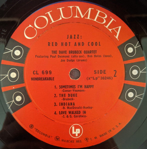 The Dave Brubeck Quartet : Jazz: Red Hot And Cool (LP, Album, Mono, Hol)
