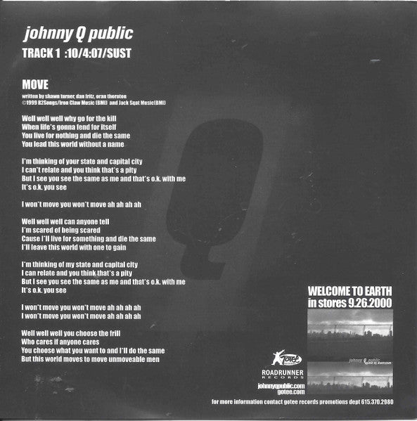 Johnny Q. Public : Move (CD, Single, Promo)