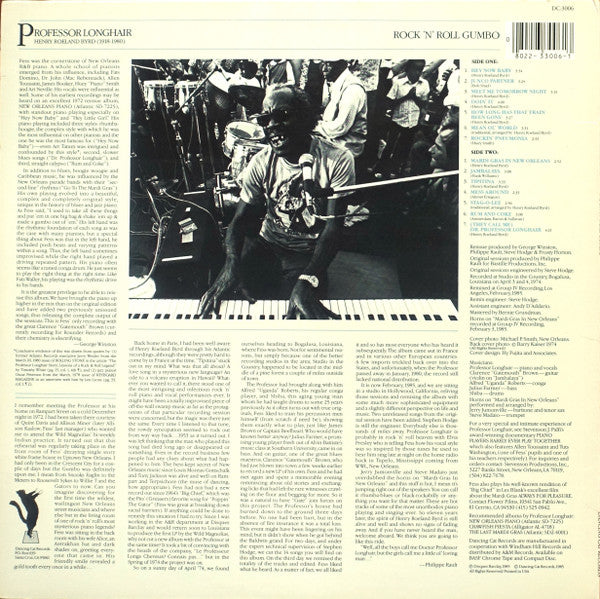 Professor Longhair : Rock 'N' Roll Gumbo (LP, Album, RE)