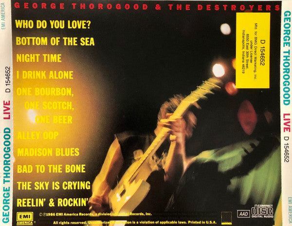George Thorogood & The Destroyers : Live (CD, Album, Club)