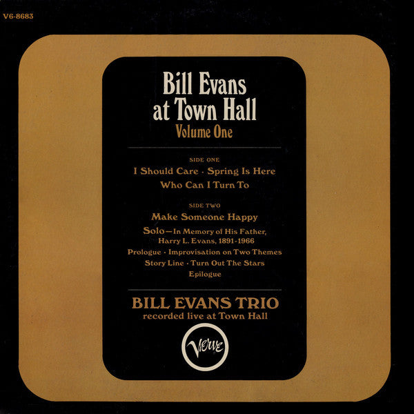 Bill Evans Trio* : Bill Evans At Town Hall (Volume One) (LP, Album, Gat)